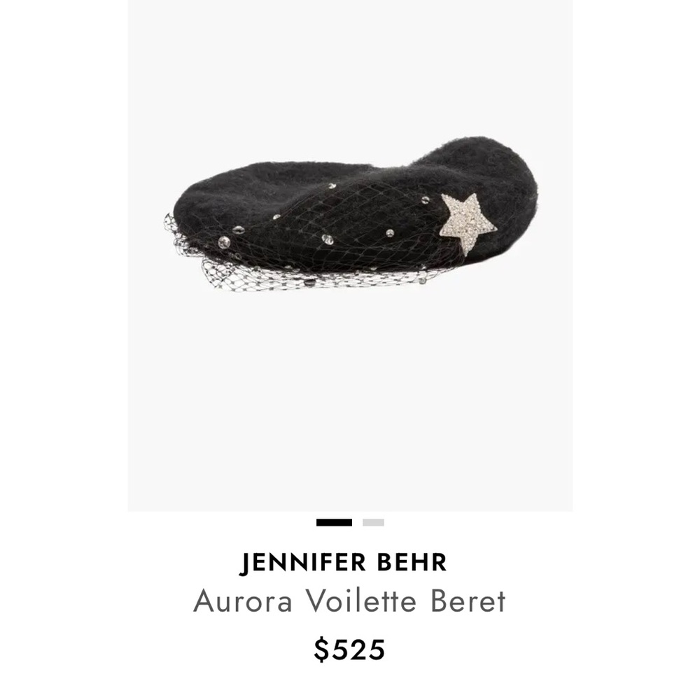 Jennifer Behr Black Beret with Silver Stars
